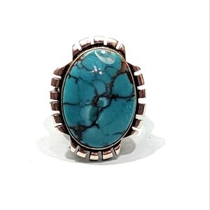 Navajo Turquoise and Sterling Signed Ring